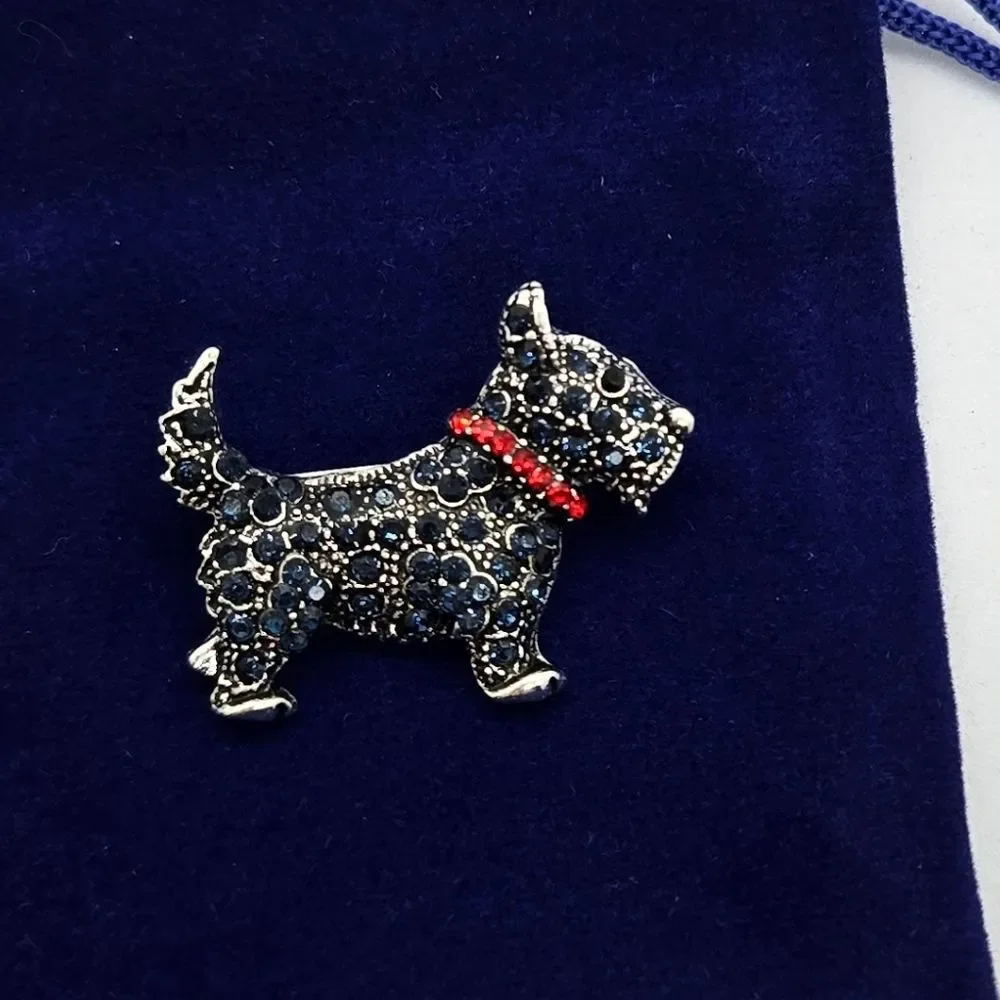 Westie Scottish Terrier Rhinestone Brooch Crystal Lapel Pin NWT Cute Scotty Dog